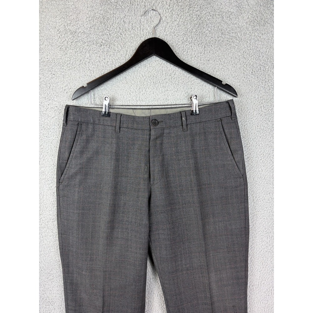 Bonobos Dress Pants Mens 35x30 Gray Plaid Wool Straight Fit Lined Made Canada